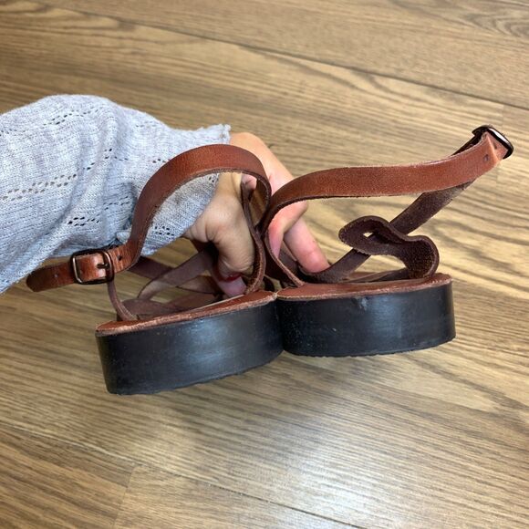 Biblical Jerusalem Size 40 8.5 - 9 Women Brown Leather Strap Buckle Handmade - Picture 4 of 10